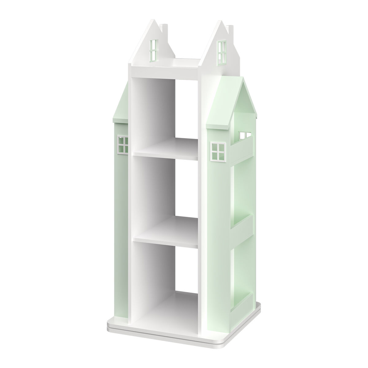 Estantería giratoria para niños vipsali en forma de casa 108x40x40 cm - verde/blanco [en.casa]