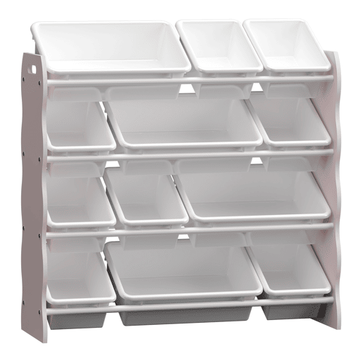 Estante para crianças Vestnes com 12 caixas de arrumação 78x86x27 cm - Cor-de-rosaBranco en.casa