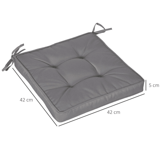 Outsunny Conjunto de Almofadas para Cadeiras de Jantar 42x42x5 cm Jogo de 4 Peças Almofadas para Cadeiras de Jardim Impermeáveis com 2 Amarras de Fixação Cinzento