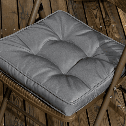 Outsunny Conjunto de Almofadas para Cadeiras de Jantar 42x42x5 cm Jogo de 4 Peças Almofadas para Cadeiras de Jardim Impermeáveis com 2 Amarras de Fixação Cinzento