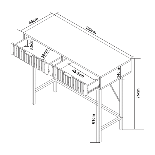 Mesa de consola Luniehti 2 gavetas 100x40x75 cm pretonatural en.casa