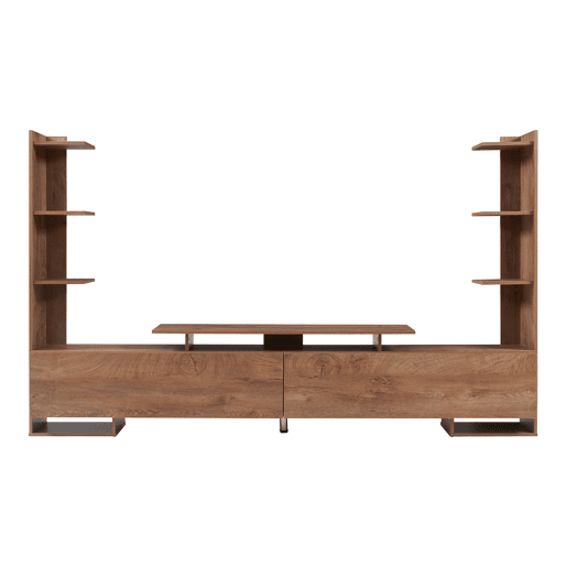 Armário para TV Rauki com prateleiras laterais 233x31x141 cm Efeito Nogueiraen.casa