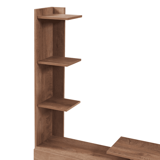 Armário para TV Rauki com prateleiras laterais 233x31x141 cm Efeito Nogueiraen.casa