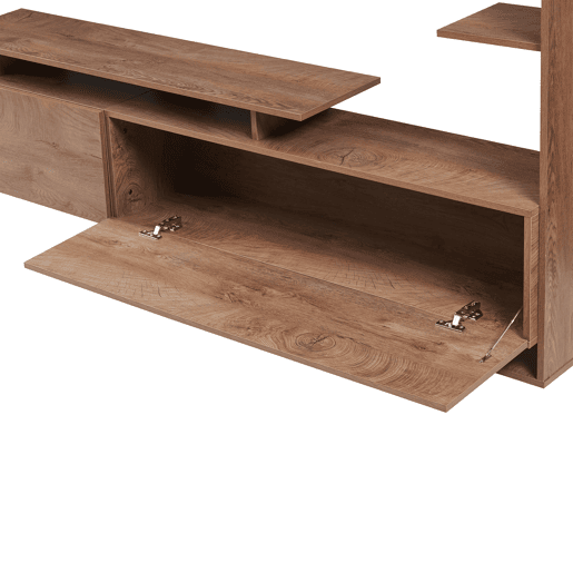 Armário para TV Rauki com prateleiras laterais 233x31x141 cm Efeito Nogueiraen.casa