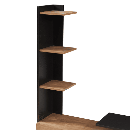 Armário para TV Rauki com prateleiras laterais 233x31x141 cm Preto  Efeito Madeira mango en.casa