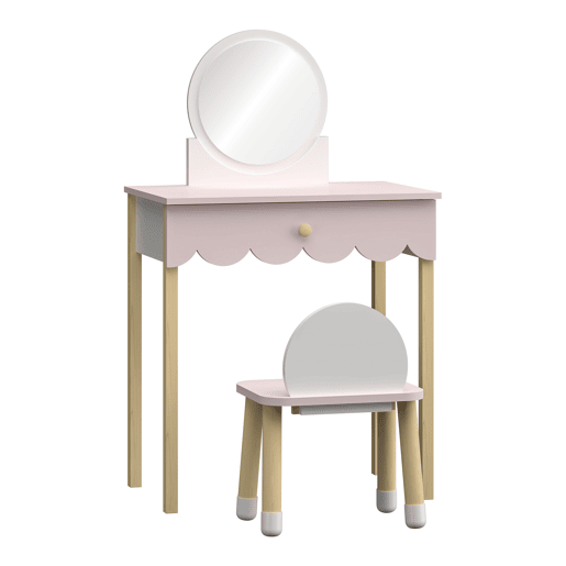 Mesa de maquilhagem para crianças com cadeira Vestnes Cotton - CandyBranco en.casa