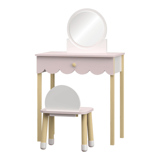 Mesa de maquilhagem para crianças com cadeira Vestnes Cotton - CandyBranco en.casa