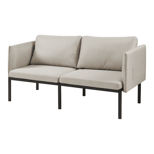 Sofá de 2 lugares Kamar estofado com almofadas 69x158x63cm Bege en.casa