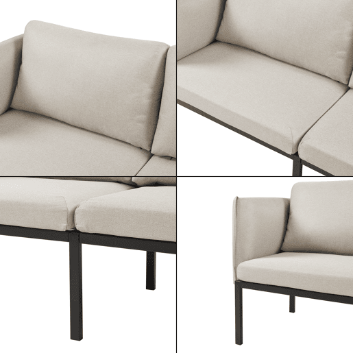 Sofá de 2 lugares Kamar estofado com almofadas 69x158x63cm Bege en.casa