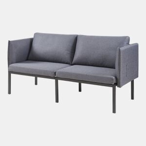 Sofá de 2 lugares Kamar estofado com almofadas 69x158x63cm Cinzento escuro en.casa