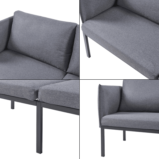 Sofá de 2 lugares Kamar estofado com almofadas 69x158x63cm Cinzento escuro en.casa