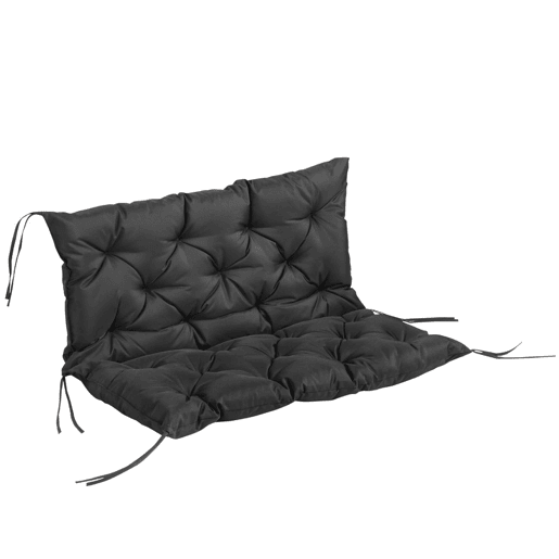 Outsunny Almofada para Banco de Jardim com Encosto, 100x98x8 cm, Colchão de Banco de 2 Lugares para Interior e Exterior com Enchimento Espesso e Fitas de Fixação, para Baloiço, Terraço, Varanda, Preto
