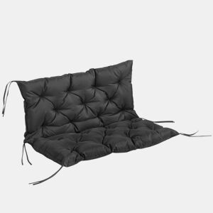 Outsunny Almofada para Banco de Jardim com Encosto, 100x98x8 cm, Colchão de Banco de 2 Lugares para Interior e Exterior com Enchimento Espesso e Fitas de Fixação, para Baloiço, Terraço, Varanda, Preto