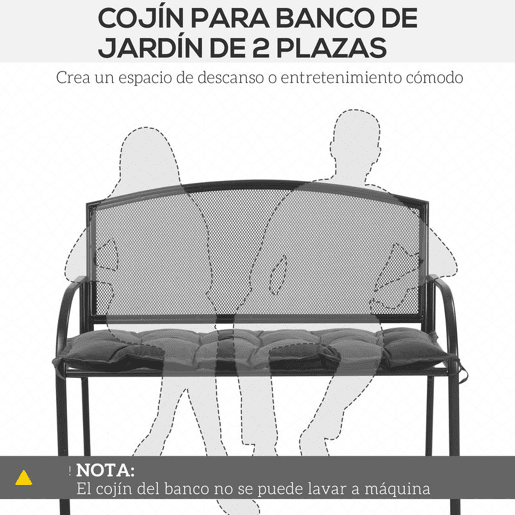 Outsunny Almofada para Banco de Jardim Acolchoada 100x40x10 cm Almofada Retangular para Interior e Exterior com Acolchoado Espesso e Cintas de Fixação Cinza Escuro