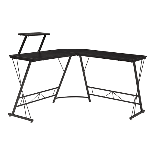 Escritorio Yremso con prateleira forma de L 122x122x98cm - Negro en.casa