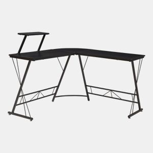 Escritorio Yremso con prateleira forma de L 122x122x98cm - Negro en.casa