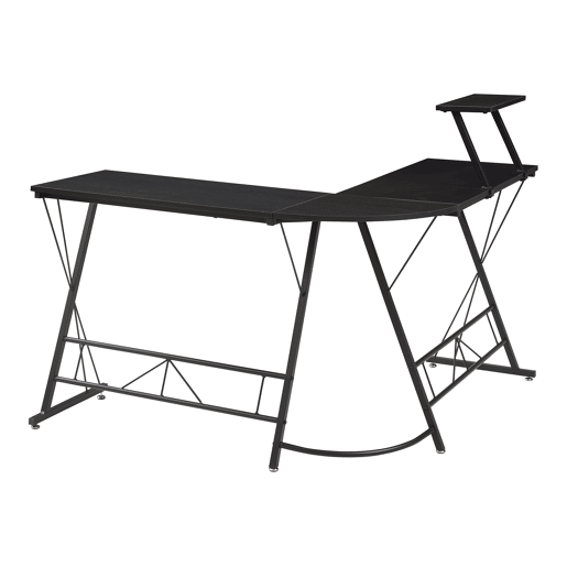 Escritorio Yremso con prateleira forma de L 122x122x98cm - Negro en.casa