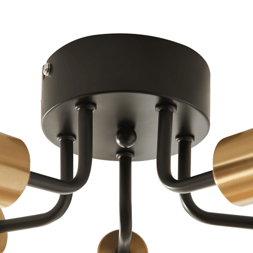 Candeeiro de teto Barrow 5 luzes em metal pretodourado