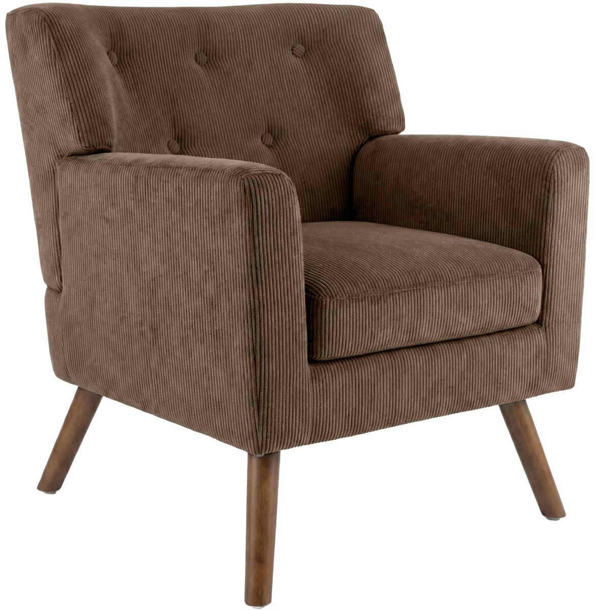Sillon kioni tapizado en pana marrón oscuro 74x72x80 cm