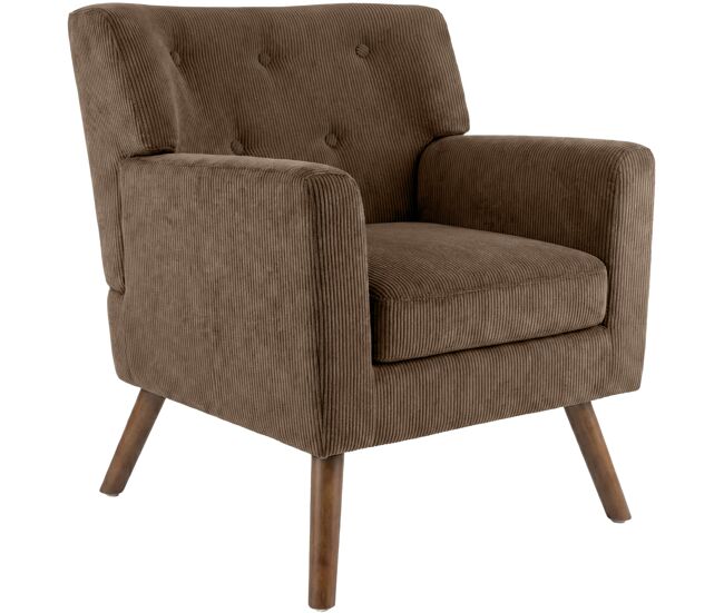 Sillon kioni tapizado en pana marrón oscuro 74x72x80 cm