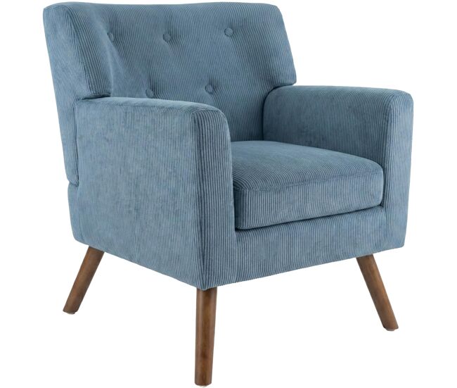 Sillon kioni tapizado en pana azul 74x72x80 cm