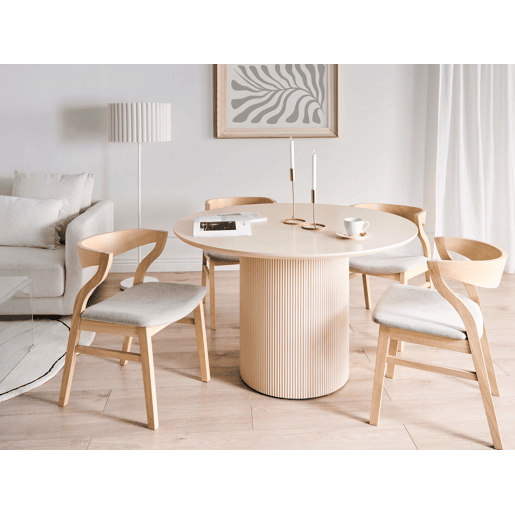 Mesa de jantar NEWELL Creme claro 120 cm 120 cm Mesa de jantar NEWELL Creme claro 120 cm 120 cm