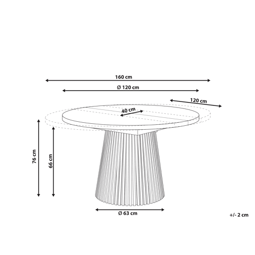 Mesa de jantar extensível MOORE Freixo claro 120 cm 120160 cm
