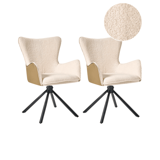 Conjunto de 2 cadeiras de jantar NOVI Bouclé Creme claro