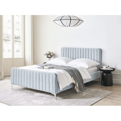 Cama Veludo LUNAN 140 x 200 cm Azul claro
