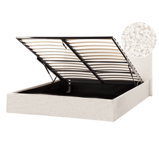 Cama baú Bouclé ORBEY 140 x 200 cm Branco creme