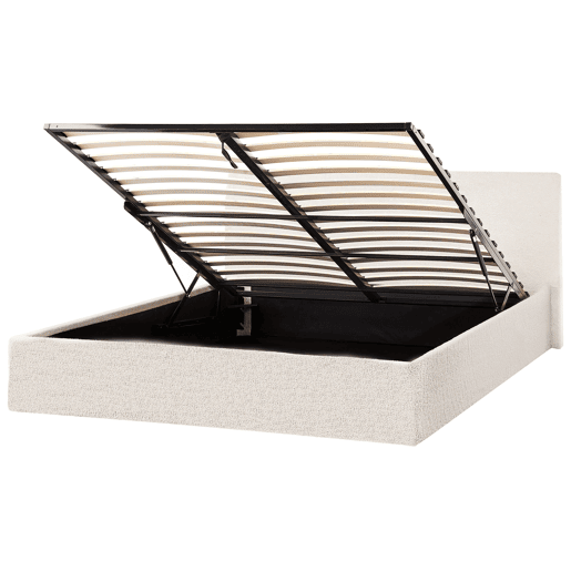 Cama baú Bouclé ORBEY 140 x 200 cm Branco creme