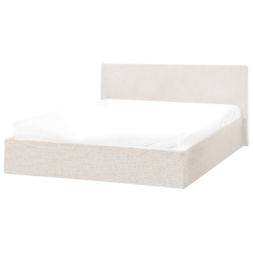 Cama baú Bouclé ORBEY 140 x 200 cm Branco creme
