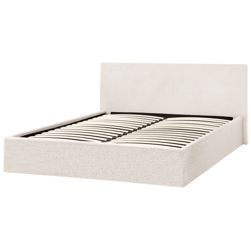 Cama baú Bouclé ORBEY 140 x 200 cm Branco creme