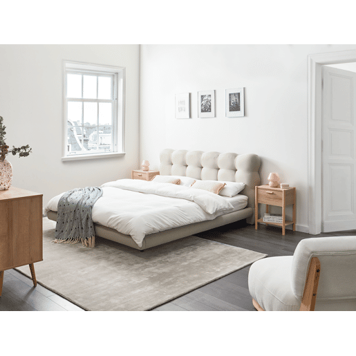 Cama Tecido SOULISSE 160 x 200 cm Creme