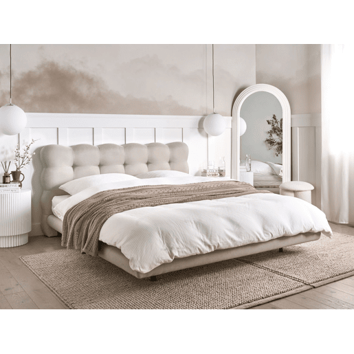 Cama Tecido SOULISSE 160 x 200 cm Creme