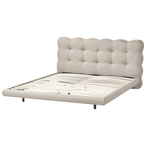 Cama Tecido SOULISSE 160 x 200 cm Creme
