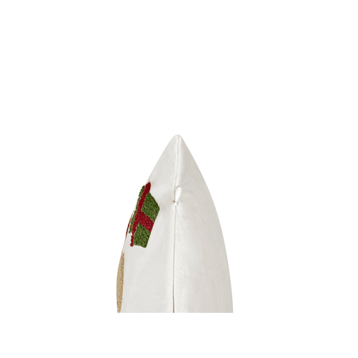 Conjunto de 2 almofadas decorativas PALMIER Veludo 45 x 45 cm Branco creme Padrão natalicio