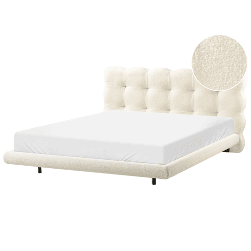 Cama Bouclé SOULISSE 160 x 200 cm Branco creme