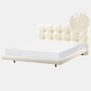 Cama Bouclé SOULISSE 160 x 200 cm Branco creme