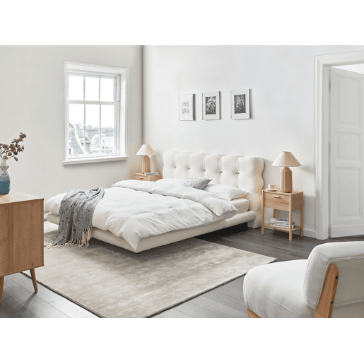 Cama Bouclé SOULISSE 160 x 200 cm Branco creme