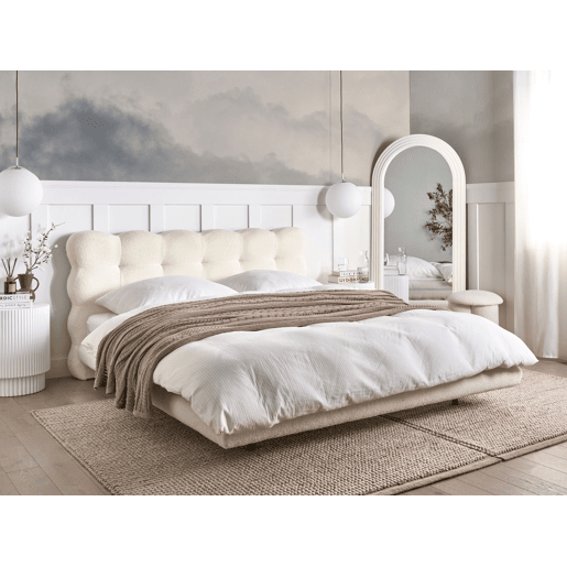 Cama Bouclé SOULISSE 160 x 200 cm Branco creme