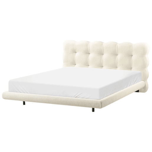 Cama Bouclé SOULISSE 160 x 200 cm Branco creme
