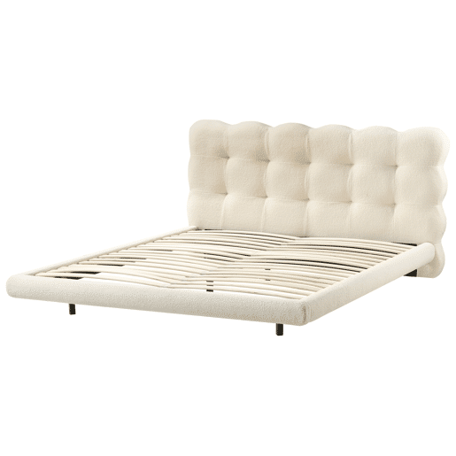 Cama Bouclé SOULISSE 160 x 200 cm Branco creme