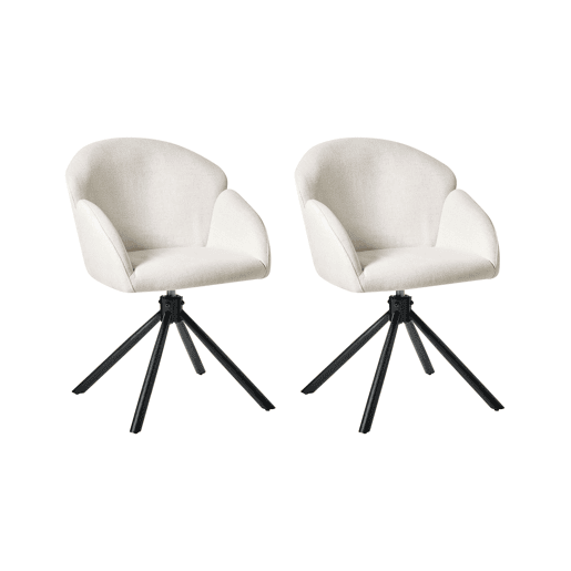 Conjunto de 2 cadeiras de jantar MAYBEE Tecido Branco creme