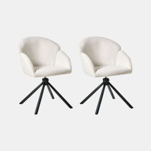 Conjunto de 2 cadeiras de jantar MAYBEE Tecido Branco creme