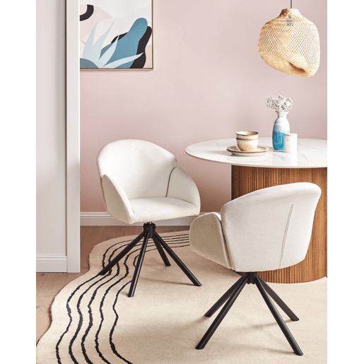 Conjunto de 2 cadeiras de jantar MAYBEE Tecido Branco creme