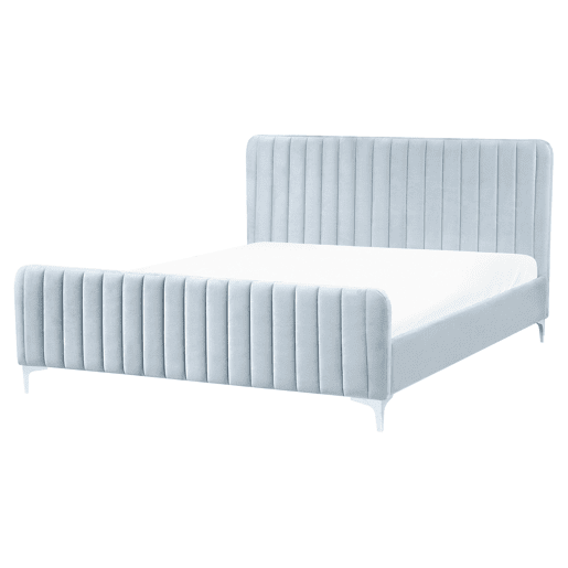 Cama Veludo LUNAN 160 x 200 cm Azul claro
