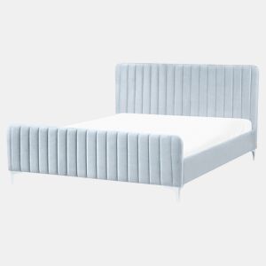 Cama Veludo LUNAN 160 x 200 cm Azul claro