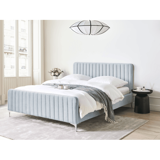 Cama Veludo LUNAN 160 x 200 cm Azul claro