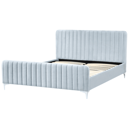 Cama Veludo LUNAN 160 x 200 cm Azul claro